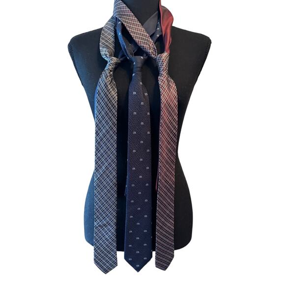 A|X ARMANI EXCHANGE Burgundy Navy Gray Silk Tie Bundle - Picture 1 of 5